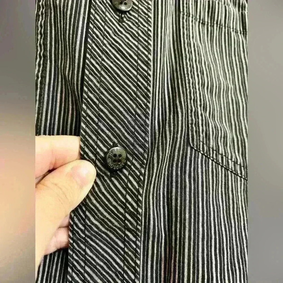 Harley Davidson Striped 100% Cotton Button Down Size M Tall - Picture 4 of 8